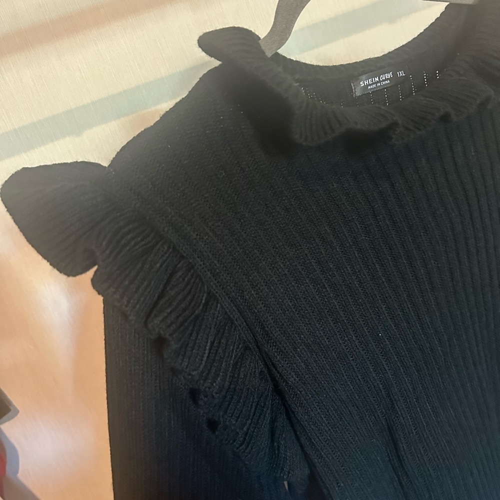 SHEIN Black Ruffled Sweater - Picture 2 of 3